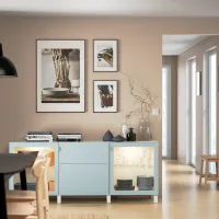 Kухонный шкаф Ikea Besta Синий / Стекло photo 5