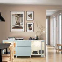 Kухонный шкаф Ikea Besta Синий / Стекло photo 6