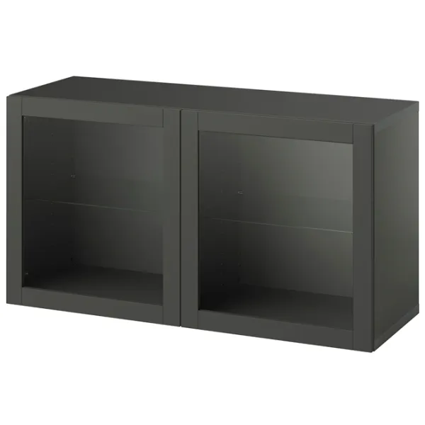 Kухонный шкаф Ikea Besta Тёмно-серый / Стекло photo 1 Kухонный шкаф Ikea Besta Тёмно-серый / Стекло photo 1