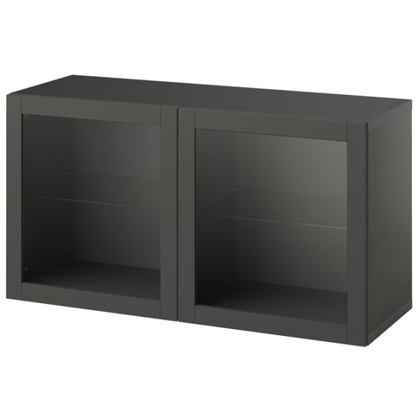 Kухонный шкаф Ikea Besta Тёмно-серый / Стекло photo 1 Kухонный шкаф Ikea Besta Тёмно-серый / Стекло photo 1