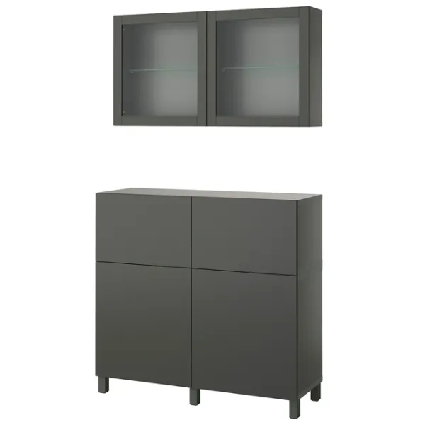 Kухонный шкаф Ikea Besta Тёмно-серый / Стекло photo 1 Kухонный шкаф Ikea Besta Тёмно-серый / Стекло photo 1