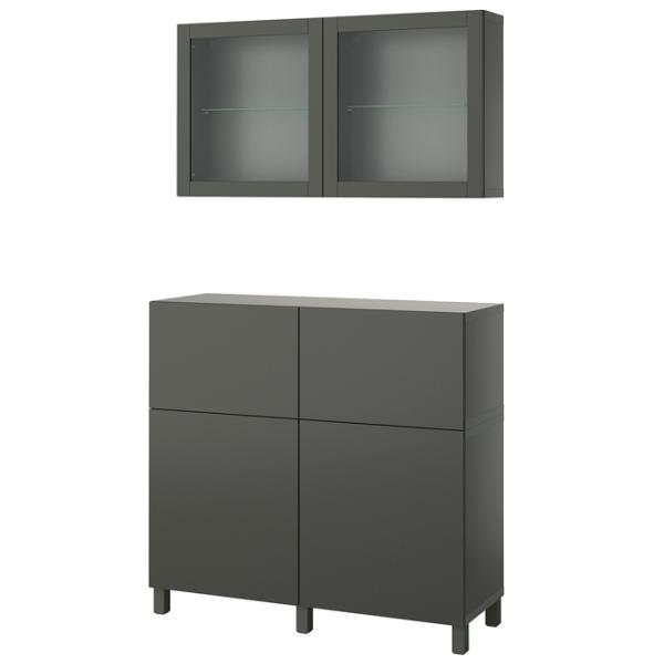 Kухонный шкаф Ikea Besta Тёмно-серый / Стекло photo 1 Kухонный шкаф Ikea Besta Тёмно-серый / Стекло photo 1