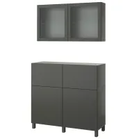 Dulap de bucătărie Ikea Besta Dark Gray / Sticlă