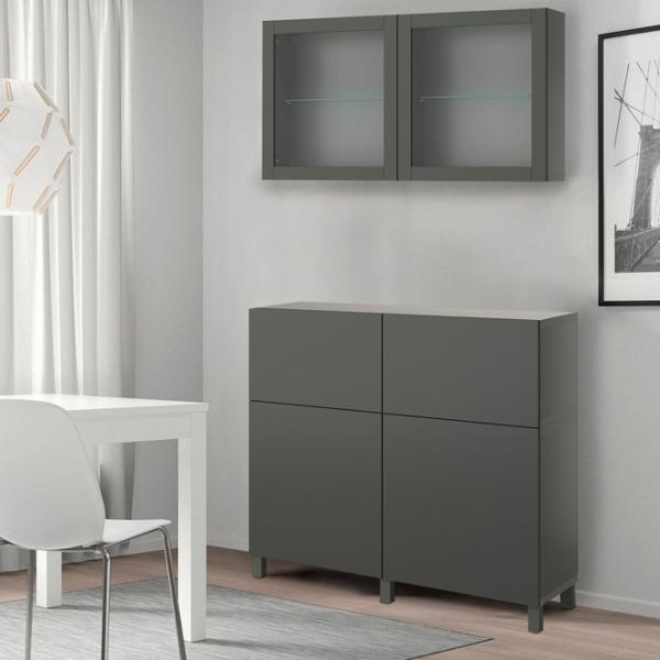 Kухонный шкаф Ikea Besta Тёмно-серый / Стекло photo 2 Kухонный шкаф Ikea Besta Тёмно-серый / Стекло photo 2