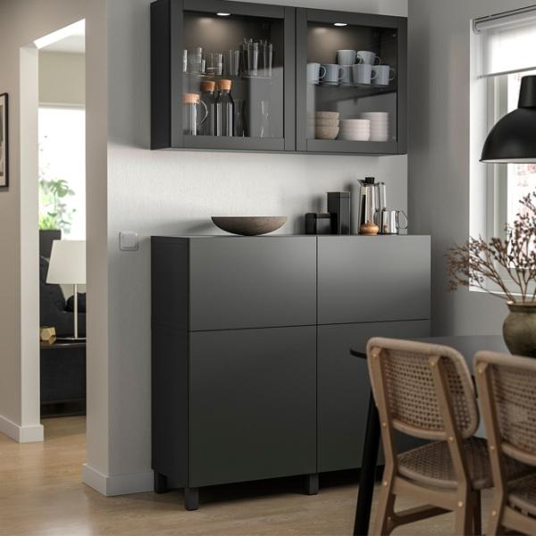 Kухонный шкаф Ikea Besta Тёмно-серый / Стекло photo 5 Kухонный шкаф Ikea Besta Тёмно-серый / Стекло photo 5