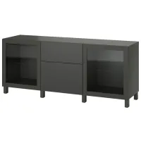 Kухонный шкаф Ikea Besta Тёмно-серый / Стекло