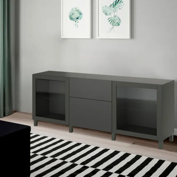 Dulap de bucătărie Ikea Besta Dark Gray / Sticlă photo 2 Dulap de bucătărie Ikea Besta Dark Gray / Sticlă photo 2