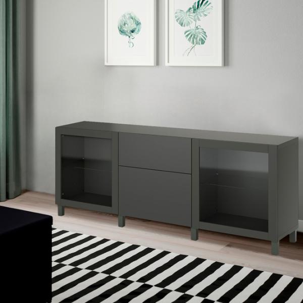 Dulap de bucătărie Ikea Besta Dark Gray / Sticlă photo 2 Dulap de bucătărie Ikea Besta Dark Gray / Sticlă photo 2