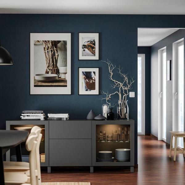 Dulap de bucătărie Ikea Besta Dark Gray / Sticlă photo 5 Dulap de bucătărie Ikea Besta Dark Gray / Sticlă photo 5
