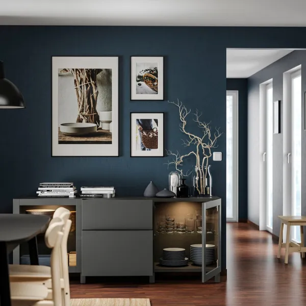 Dulap de bucătărie Ikea Besta Dark Gray / Sticlă photo 6 Dulap de bucătărie Ikea Besta Dark Gray / Sticlă photo 6