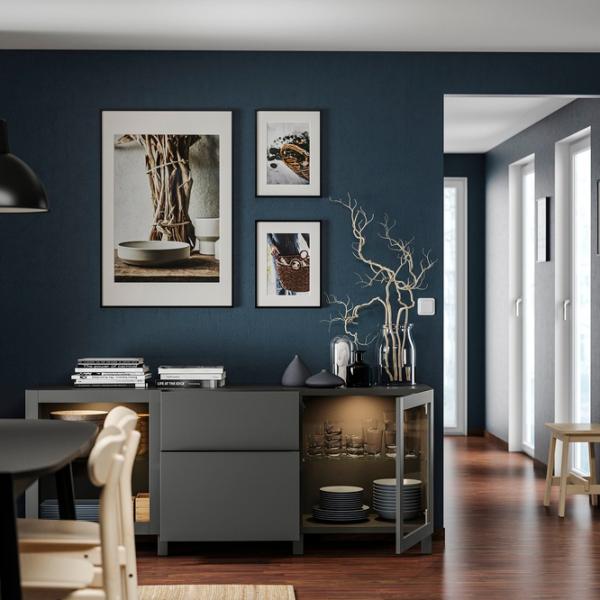 Dulap de bucătărie Ikea Besta Dark Gray / Sticlă photo 6 Dulap de bucătărie Ikea Besta Dark Gray / Sticlă photo 6