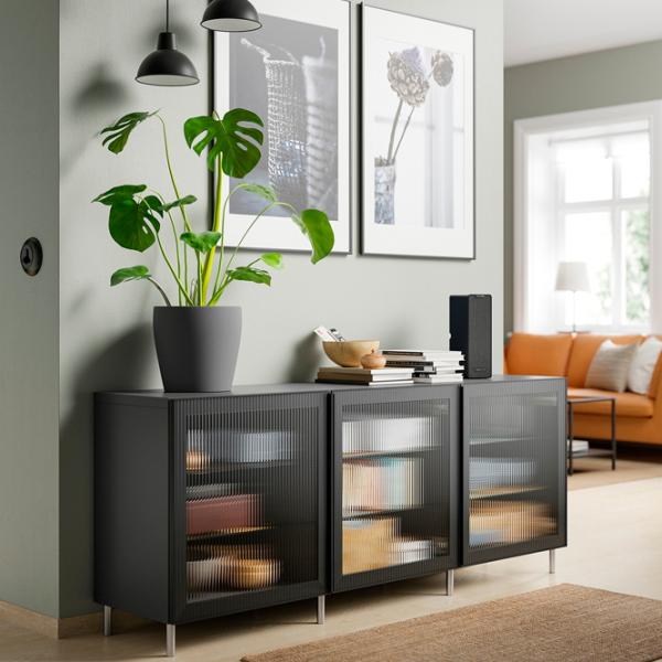 Dulap de bucătărie Ikea Besta/Fallsvik Dark Gray / Sticlă photo 2 Dulap de bucătărie Ikea Besta/Fallsvik Dark Gray / Sticlă photo 2