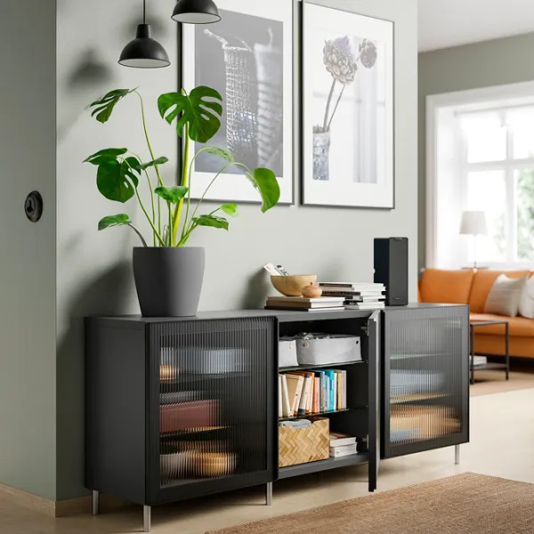 Dulap de bucătărie Ikea Besta/Fallsvik Dark Gray / Sticlă photo 3 Dulap de bucătărie Ikea Besta/Fallsvik Dark Gray / Sticlă photo 3
