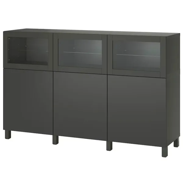 Kухонный шкаф Ikea Besta/Lappviken/Sindvik Тёмно-серый / Стекло photo 1 Kухонный шкаф Ikea Besta/Lappviken/Sindvik Тёмно-серый / Стекло photo 1