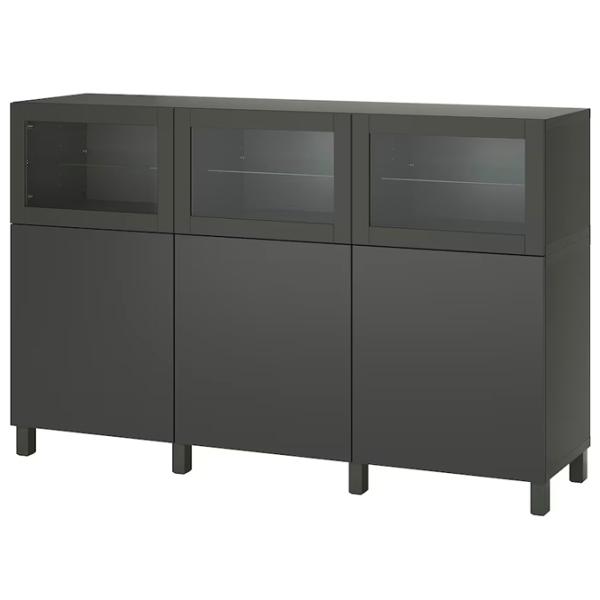 Kухонный шкаф Ikea Besta/Lappviken/Sindvik Тёмно-серый / Стекло photo 1 Kухонный шкаф Ikea Besta/Lappviken/Sindvik Тёмно-серый / Стекло photo 1