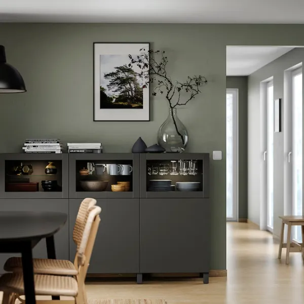Kухонный шкаф Ikea Besta/Lappviken/Sindvik Тёмно-серый / Стекло photo 2 Kухонный шкаф Ikea Besta/Lappviken/Sindvik Тёмно-серый / Стекло photo 2