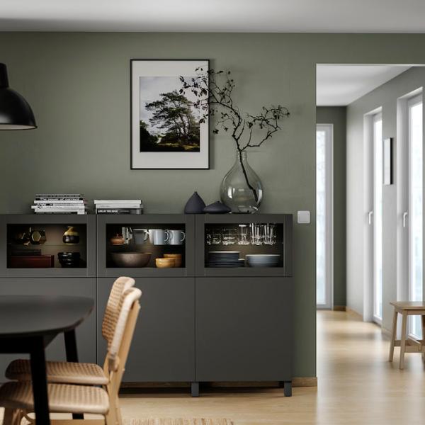 Kухонный шкаф Ikea Besta/Lappviken/Sindvik Тёмно-серый / Стекло photo 2 Kухонный шкаф Ikea Besta/Lappviken/Sindvik Тёмно-серый / Стекло photo 2