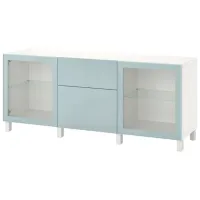 Dulap de bucătărie Ikea Besta/Selsviken/Stubbarp Blue / Sticlă