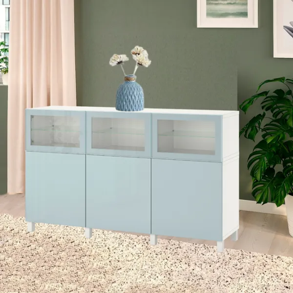 Kухонный шкаф Ikea Besta Синий / Стекло photo 2 Kухонный шкаф Ikea Besta Синий / Стекло photo 2