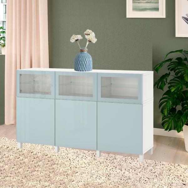 Kухонный шкаф Ikea Besta Синий / Стекло photo 2 Kухонный шкаф Ikea Besta Синий / Стекло photo 2