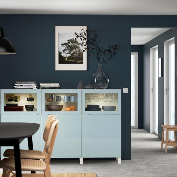 Kухонный шкаф Ikea Besta Синий / Стекло photo 5 Kухонный шкаф Ikea Besta Синий / Стекло photo 5