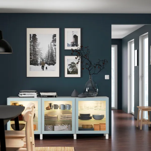 Kухонный шкаф Ikea Besta Синий / Стекло photo 2 Kухонный шкаф Ikea Besta Синий / Стекло photo 2