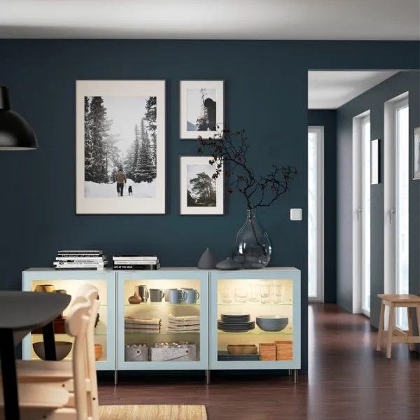 Kухонный шкаф Ikea Besta Синий / Стекло photo 4 Kухонный шкаф Ikea Besta Синий / Стекло photo 4