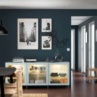 Kухонный шкаф Ikea Besta Синий / Стекло photo 4