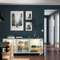 Kухонный шкаф Ikea Besta Синий / Стекло photo 5
