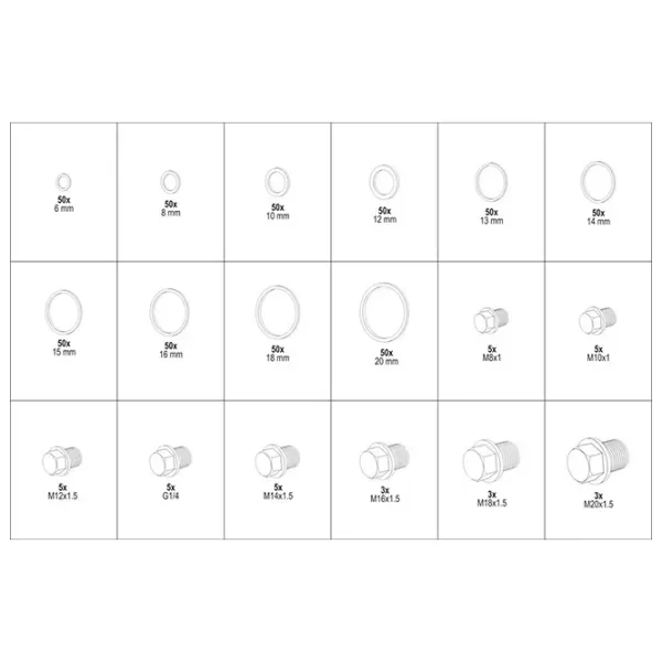 Набор шайб Yato YT-06864 Медь / Количество в наборе - 534 photo 4