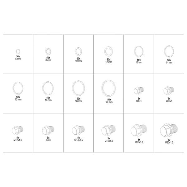 Набор шайб Yato YT-06864 Медь / Количество в наборе - 534 photo 4