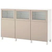 Kухонный шкаф Ikea Besta Бежевый / Стекло