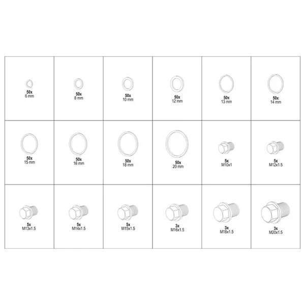 Set de șaibe Yato YT-06862 Aluminiu / Cantitatea în set - 534 photo 4 Set de șaibe Yato YT-06862 Aluminiu / Cantitatea în set - 534 photo 4