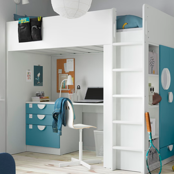 Pat pentru copii Ikea Smastad 90 x 200 cm / DSP / Blue photo 2