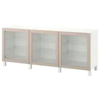 Kухонный шкаф Ikea Besta/Sindvik/Stubbarp Бежевый / Стекло