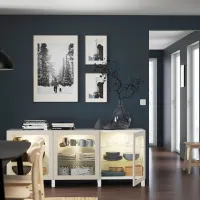 Kухонный шкаф Ikea Besta/Sindvik/Stubbarp Бежевый / Стекло photo 4