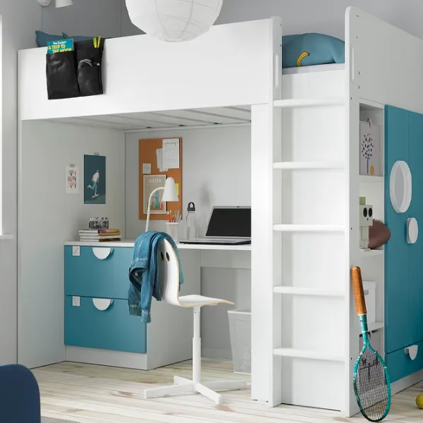 Pat pentru copii Ikea Smastad 90 x 200 cm / DSP / Blue photo 3