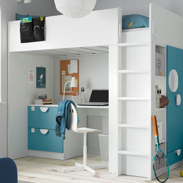 Pat pentru copii Ikea Smastad 90 x 200 cm / DSP / Blue photo 3