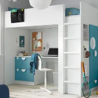Детская кровать Ikea Smastad 90 x 200 см / ДСП / Синий photo 3
