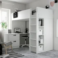 Pat pentru copii Ikea Smastad 90 x 200 cm / DSP / White photo 5