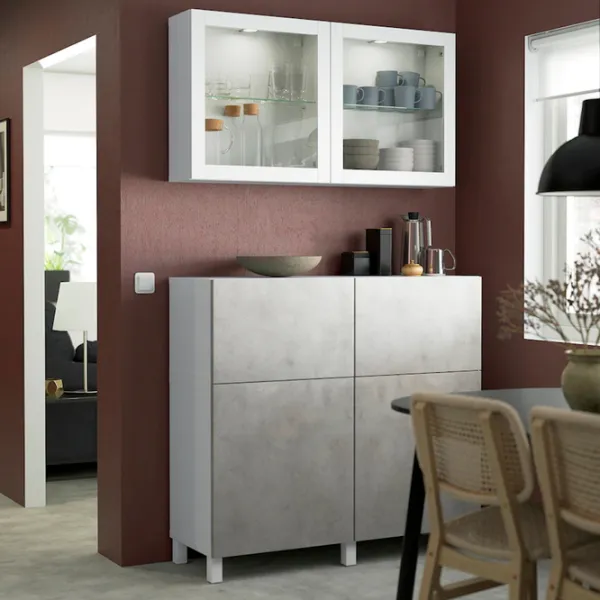 Kухонный шкаф Ikea Besta Серый / Стекло photo 3 Kухонный шкаф Ikea Besta Серый / Стекло photo 3