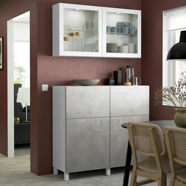 Kухонный шкаф Ikea Besta Серый / Стекло photo 3 Kухонный шкаф Ikea Besta Серый / Стекло photo 3