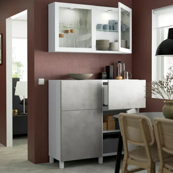 Kухонный шкаф Ikea Besta Серый / Стекло photo 5 Kухонный шкаф Ikea Besta Серый / Стекло photo 5