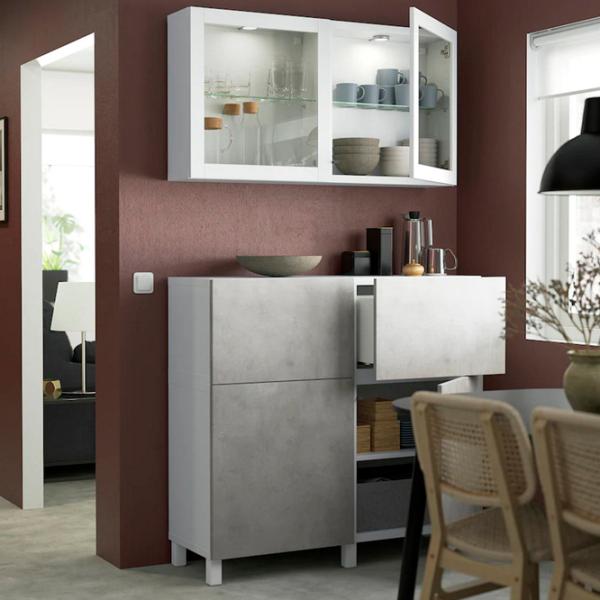 Kухонный шкаф Ikea Besta Серый / Стекло photo 5 Kухонный шкаф Ikea Besta Серый / Стекло photo 5