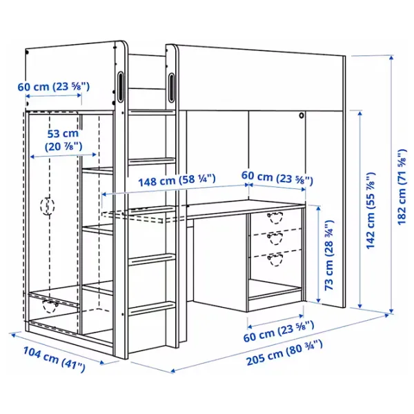 Pat pentru copii Ikea Smastad 90 x 200 cm / DSP / White photo 2