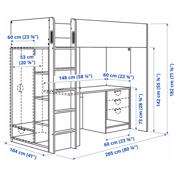 Pat pentru copii Ikea Smastad 90 x 200 cm / DSP / White photo 2