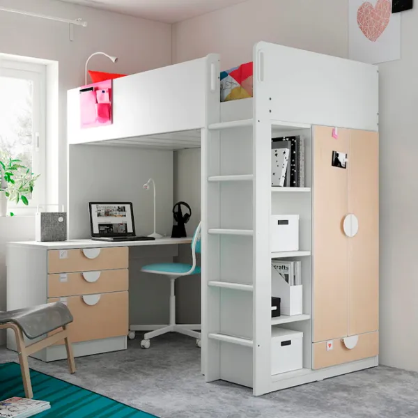 Pat pentru copii Ikea Smastad 90 x 200 cm / DSP / Birch photo 3