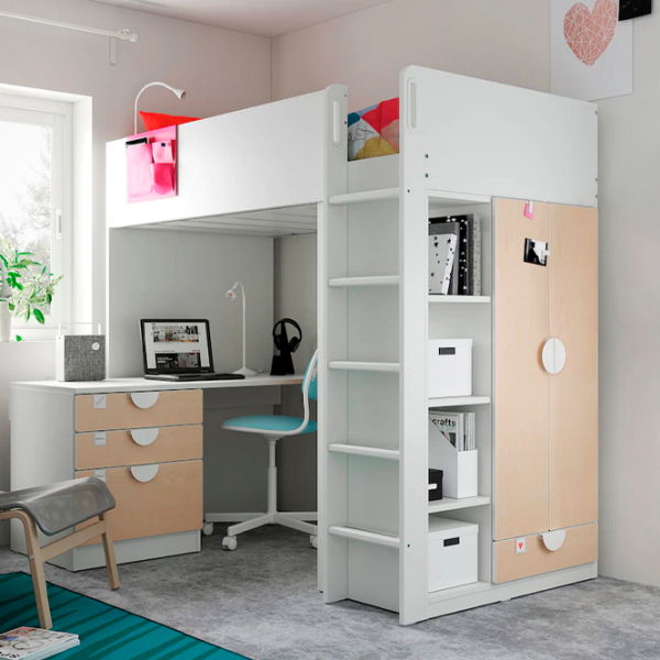 Pat pentru copii Ikea Smastad 90 x 200 cm / DSP / Birch photo 3