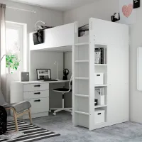 Детская кровать Ikea Smastad 90 x 200 см / ДСП / Белый photo 3