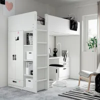 Детская кровать Ikea Smastad 90 x 200 см / ДСП / Белый photo 4